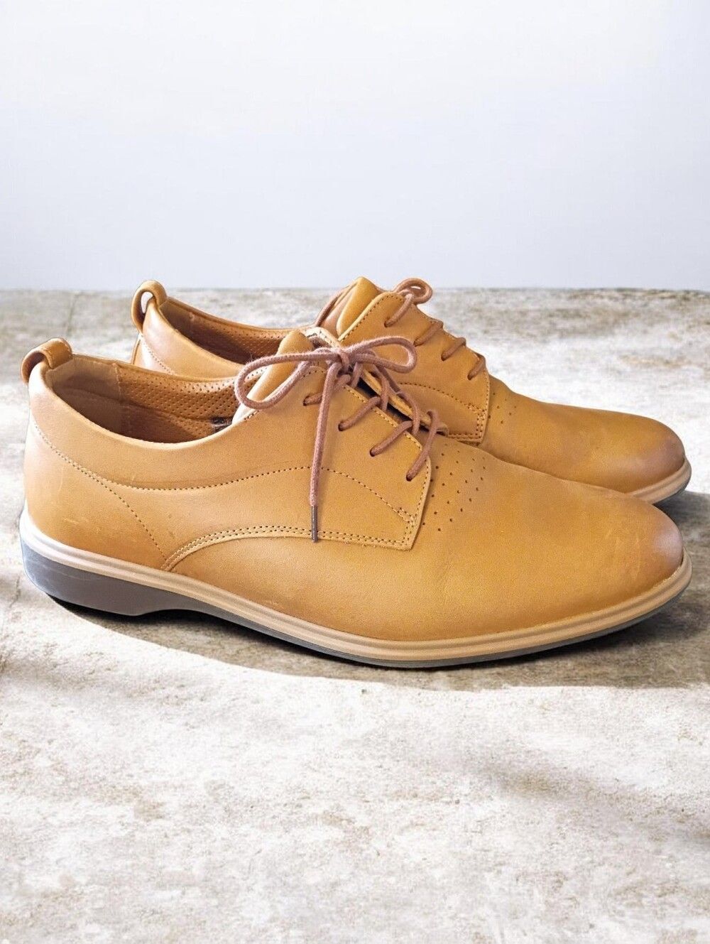 Amberjack Original Light Brown Leather Oxford Derby Comfort Soft Shoes 12